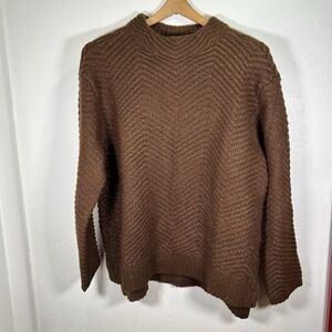 Talbots Sweater NWT XL Crew Neck Wool Acrylic Chunky Knit Brown‎ Sparkle